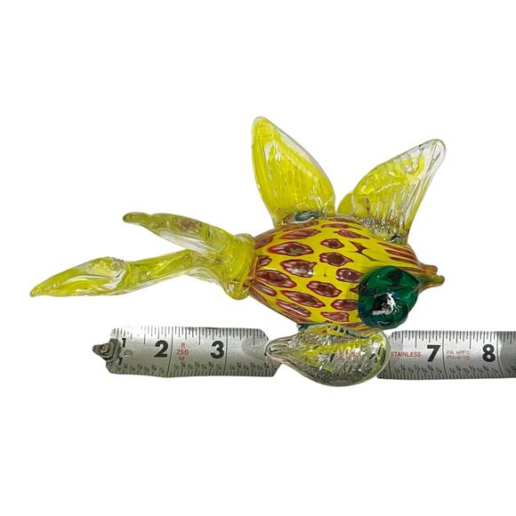 Blown Art Glass Fish Figurine Murano-Style Yellow Green and Red Blue Colorful 7” - Picture 11 of 11